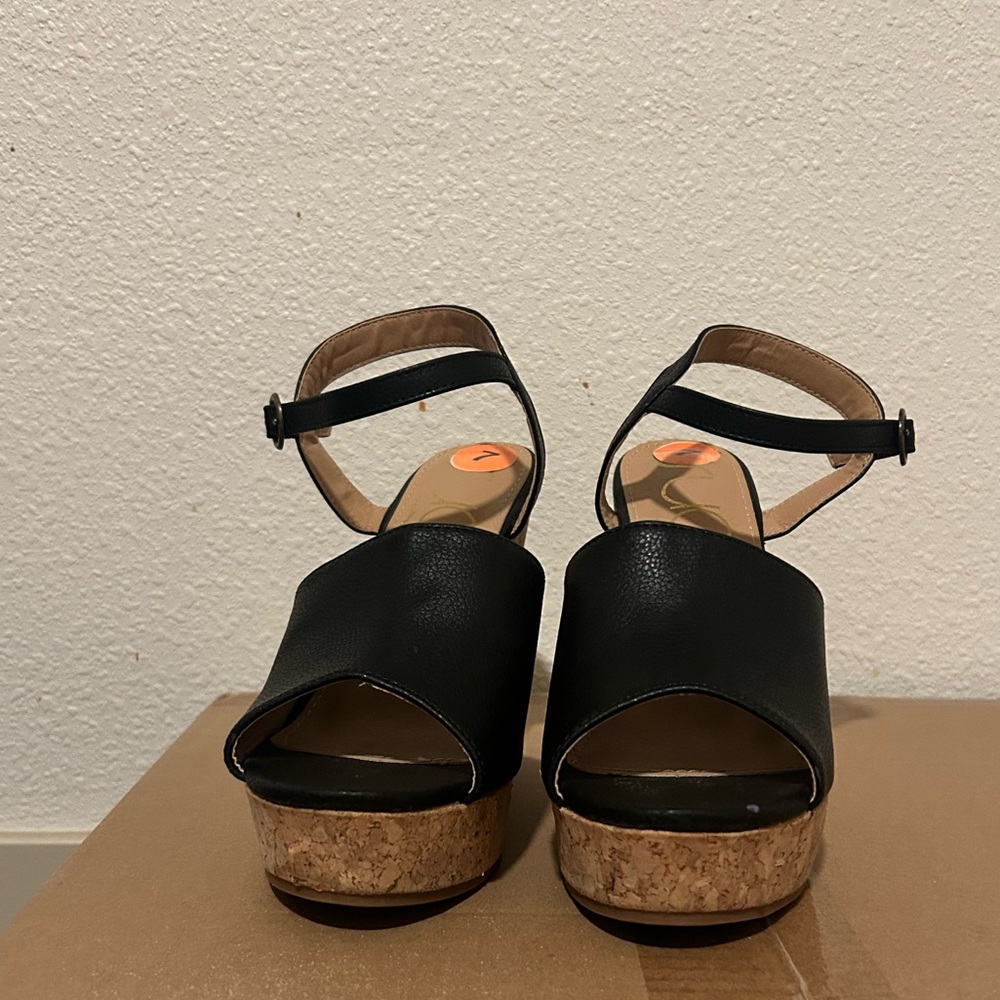 Sugar Black Wedge Sandles